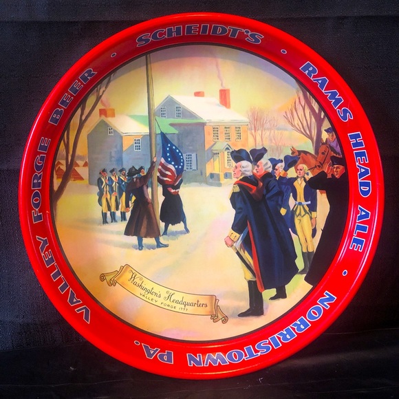 Valley Forge Beer Scheidt’s Rams Head 12” serving tray 1976 George Washington - Picture 1 of 9